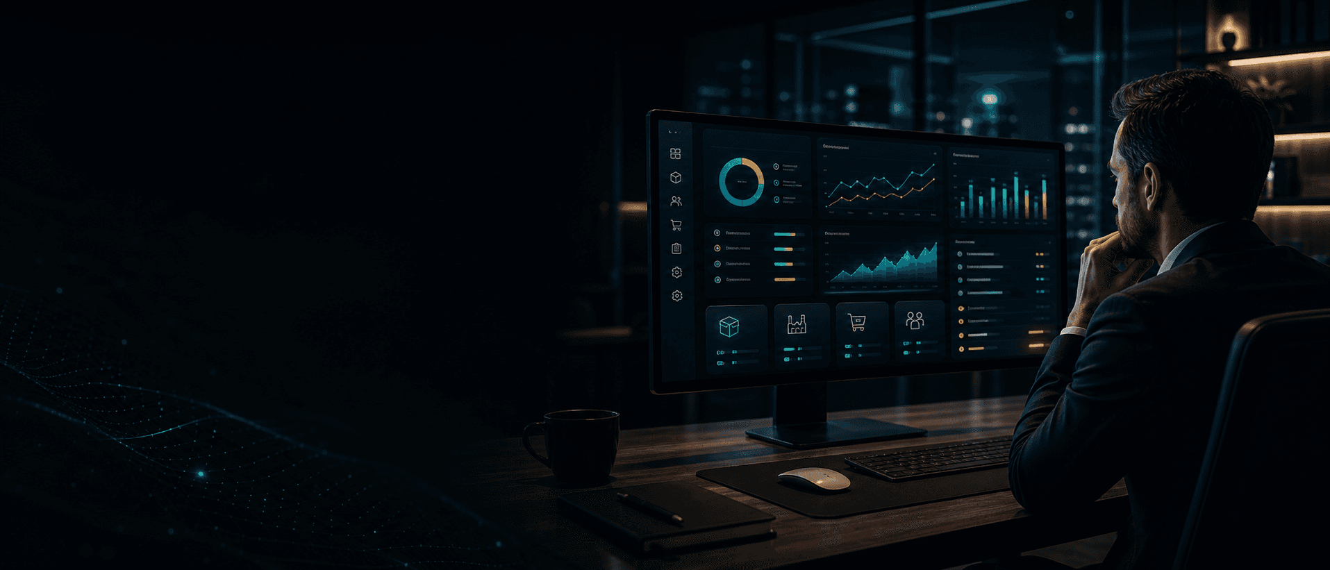 Ejecutivo revisando un dashboard operativo de Gembakai Cloud